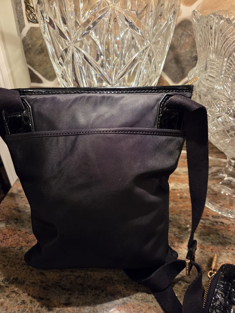 Tory Burch Black Nylon Crossbody Bag with Patent Wallet